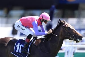 SYDNEY, AUSTRALIA - OCTOBER 09: Hugh Bowman on Different Strokes wins race 2 the Midway Handicap during Sydney Racing at Royal Randwick Racecourse on October 09, 2021 in Sydney, Australia. (Photo by Mark Evans/Getty Images)
