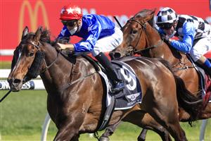 SYDNEY, AUSTRALIA - OCTOBER 09: Sam Clipperton on Mirra Vision wins race 6 the Bentley Angst Stakes during Sydney Racing at Royal Randwick Racecourse on October 09, 2021 in Sydney, Australia. (Photo by Mark Evans/Getty Images)
