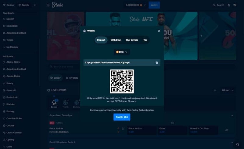 Stake.com deposits