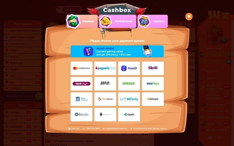 Wazamba deposits