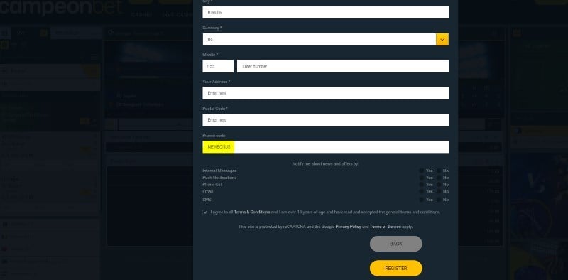 CampeonBet promo code NEWBONUS