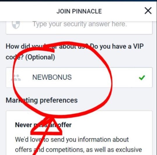 Pinnacle VIP Code NEWBONUS Pinnacle VIP Code NEWBONUS