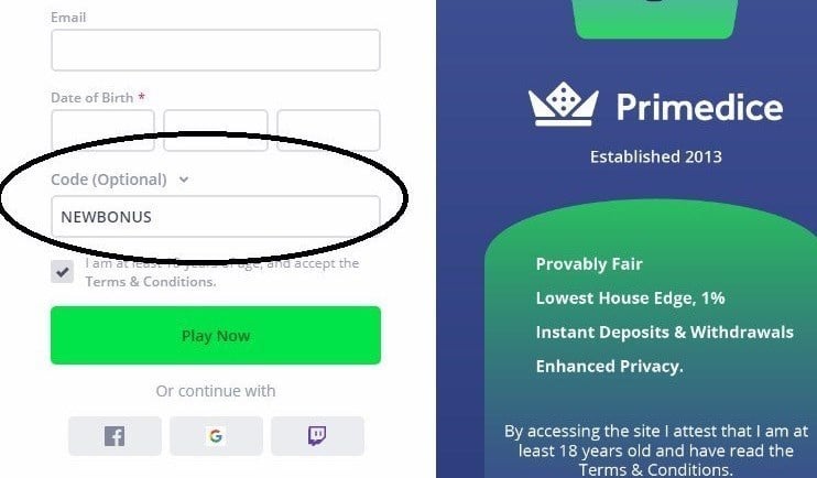 Primedice promo code NEWBONUS Primedice promo code NEWBONUS