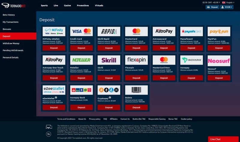TornadoBet deposits TornadoBet deposits