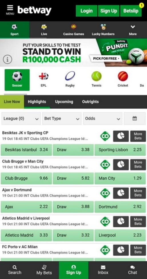 Betway South Africa Mobile betting app