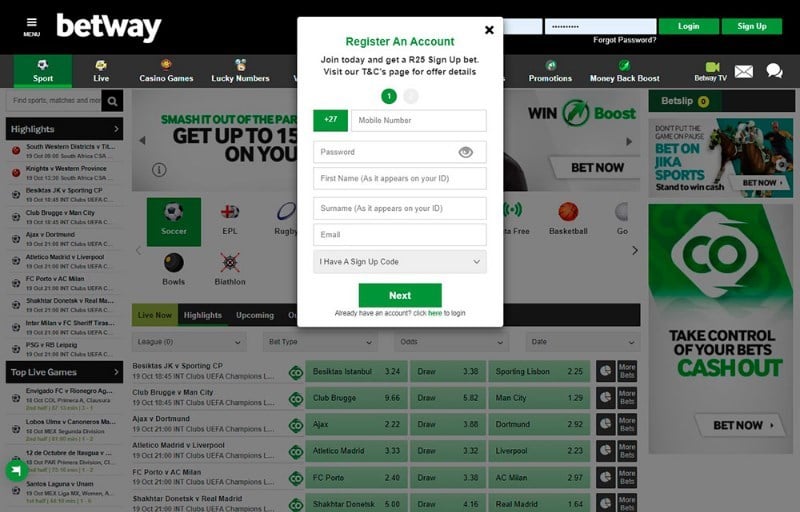 Betway South Africa Register
