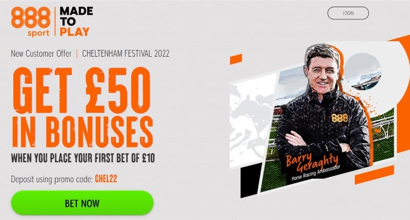 888Sport Cheltenham Festival Offer Bet £10 Get £50