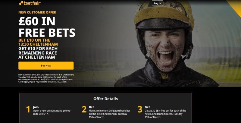 Betfair Cheltenham Festival Day One Bet £10 Get £60