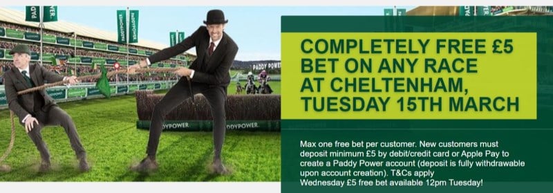 Paddy Power Cheltenham Day 1 Free Bet