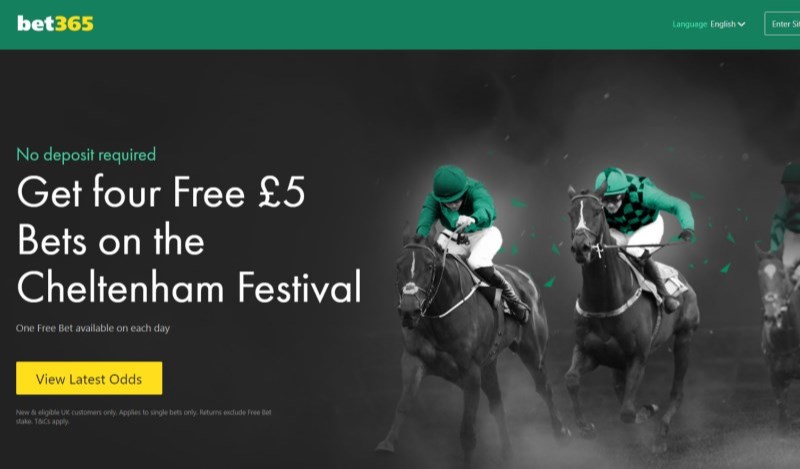 Bet365 No Deposit Free 5 Bet Each Day Cheltenham Festival