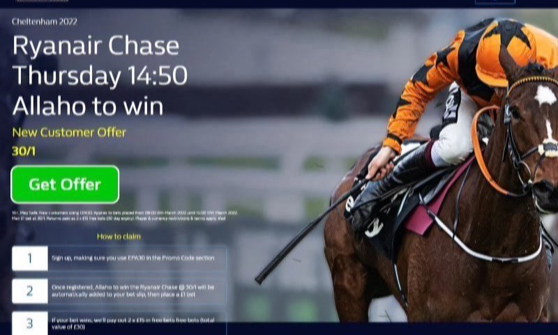 Allaho Ryanair Chase Price Boost 30s William Hill