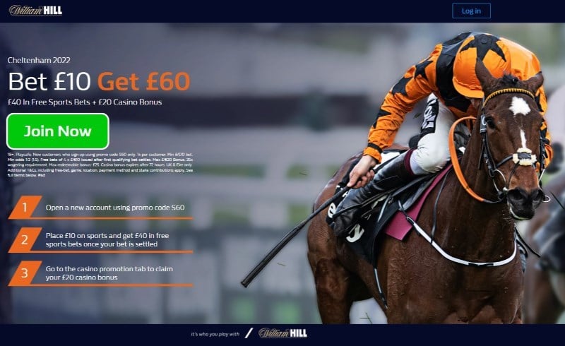 William Hill Welcome Offer Bet 10 Get 60