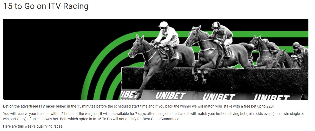 Unibet 15 To Go ITV Racing Promotion