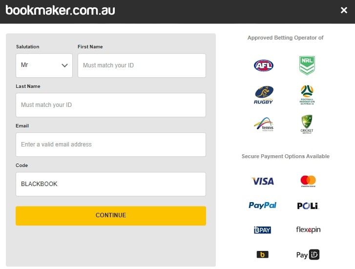 bookmaker.com.au code