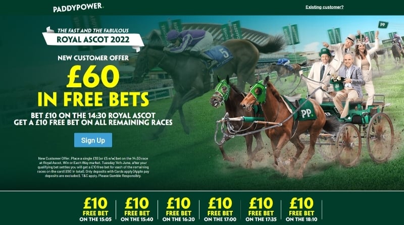 Paddy Power Royal Ascot Day One Bet 10 Get 60