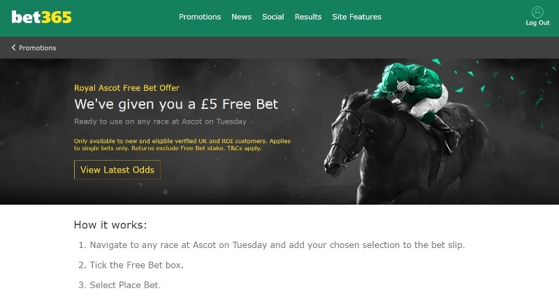 Royal Ascot Day 1 Free 5 bet bet365