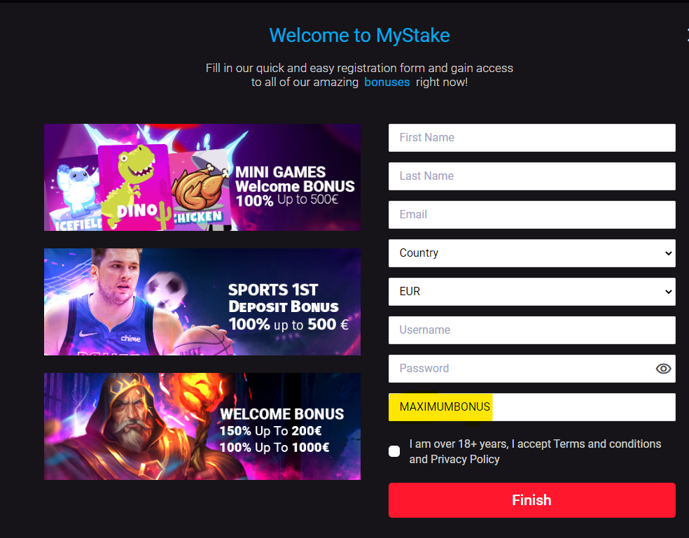 MyStake Local casino Sportsbook Comment: Sports betting