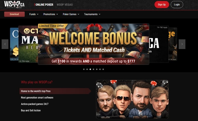 WSOP.ca bonus code NEWBONUS
