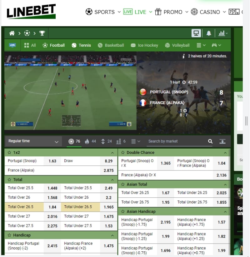 linebet live stream sports