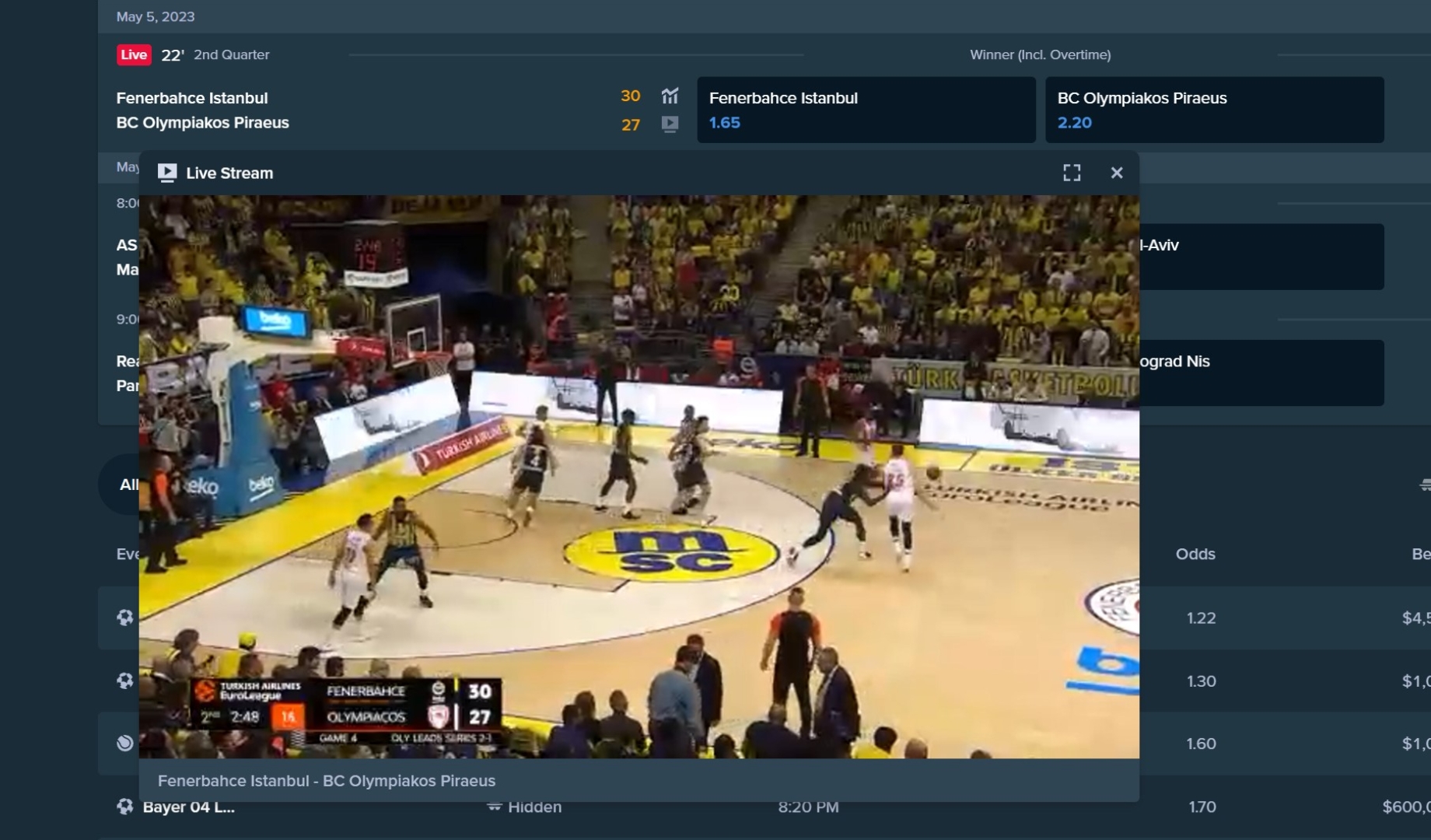 Fenerbahce vs Olympiakos Euroleague PlayOff Live Stream (Watch Game 4 Live Now)