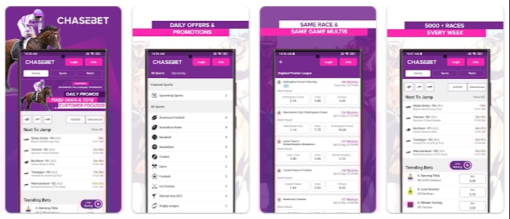 Chasebet App Interface