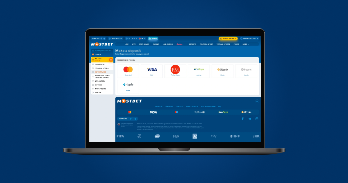 Mostbet payment methods deposit and withdrawal options listed
